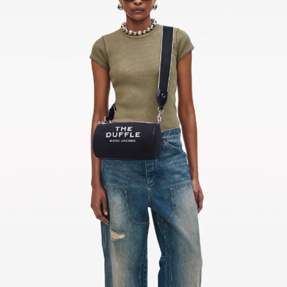 NWT! Marc Jacobs The Jacquard Duffle bag -Black Canvas - Picture 3 of 16